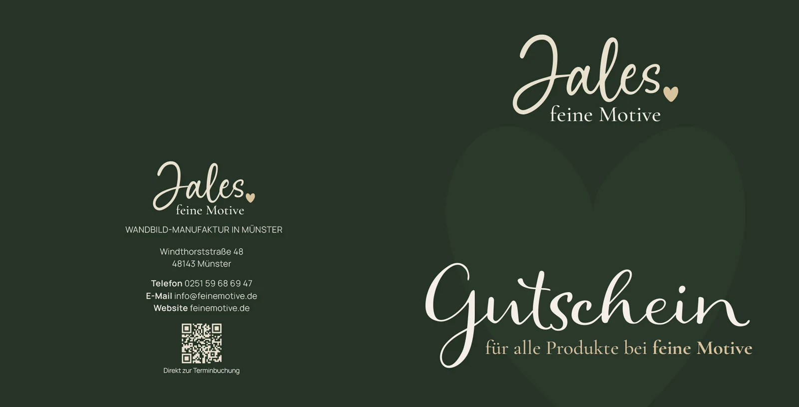 Gedruckter JALES-Wertgutschein im allgemeinen Design, Vorderseite