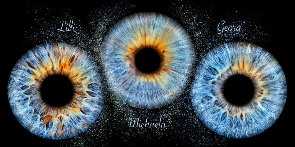 Drei Iriden · Explosion – Irisfotografie als Wandbild von JALES – feine Motive